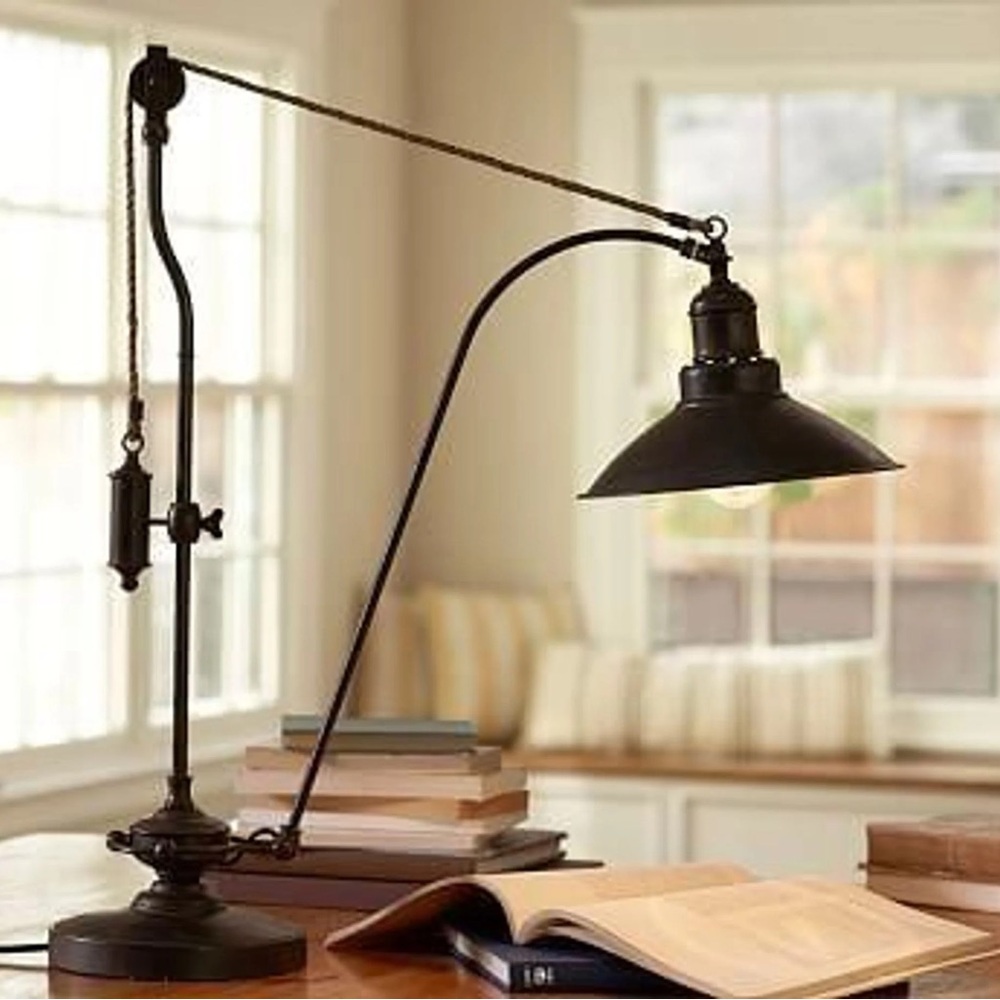 New Pottery Barn Glendale Industrial Pulley Lamp, Bronze NIB